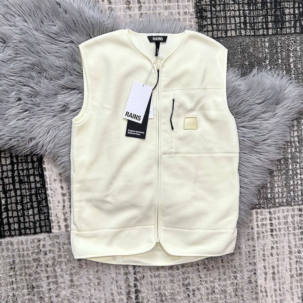 RAINS Water Repellant Technical Fleece Vest Men's S Small‎ Unisex Straw ($140)